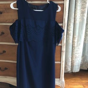 AB studio blue off shoulder dress